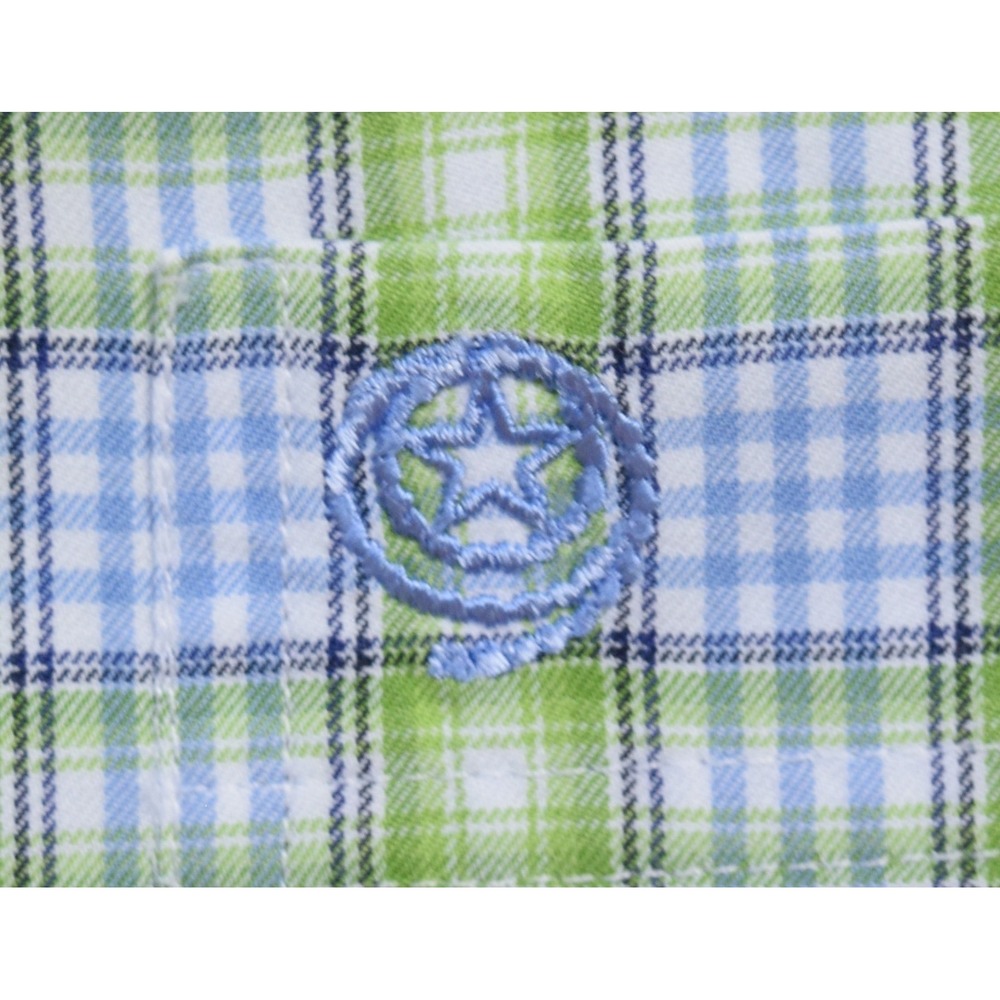 Wrangler George Strait Cowboy Cut Mens L Blue Green Plaid Western Shirt - Picture 6 of 11